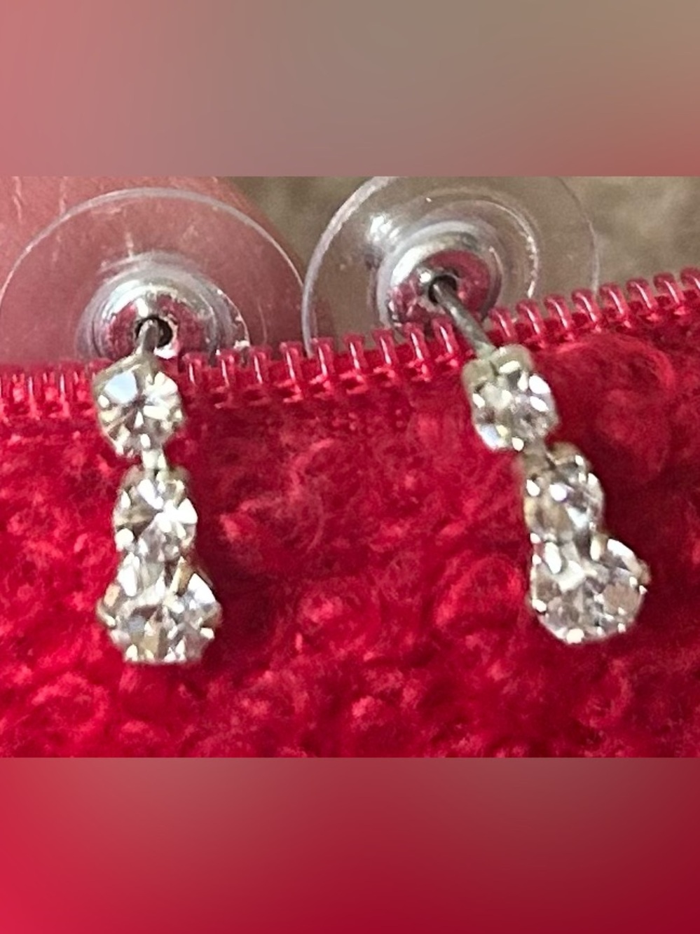 Silver-Tone Clear Crystal Drop Earrings - Unbranded